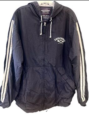 Vintage Y2K Abercrombie & Fitch Lacrosse Hooded Jacket Navy Stripe Men’s S